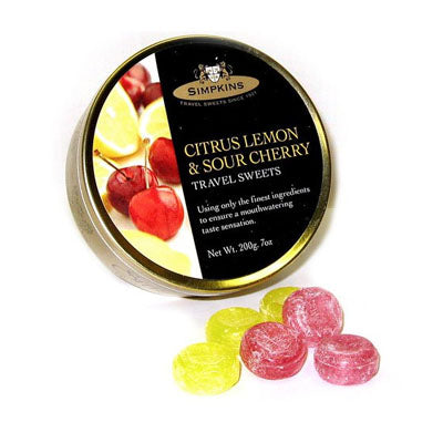 Simpkins Citrus Lemon & Sour Cherry Travel Sweets 200g