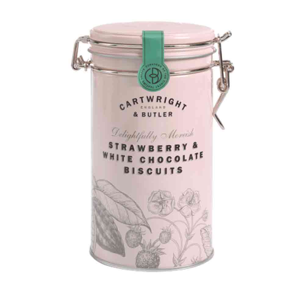 Cartwright & Butler Strawberry and White Chocolate Chunk Biscuits in Tin 200g