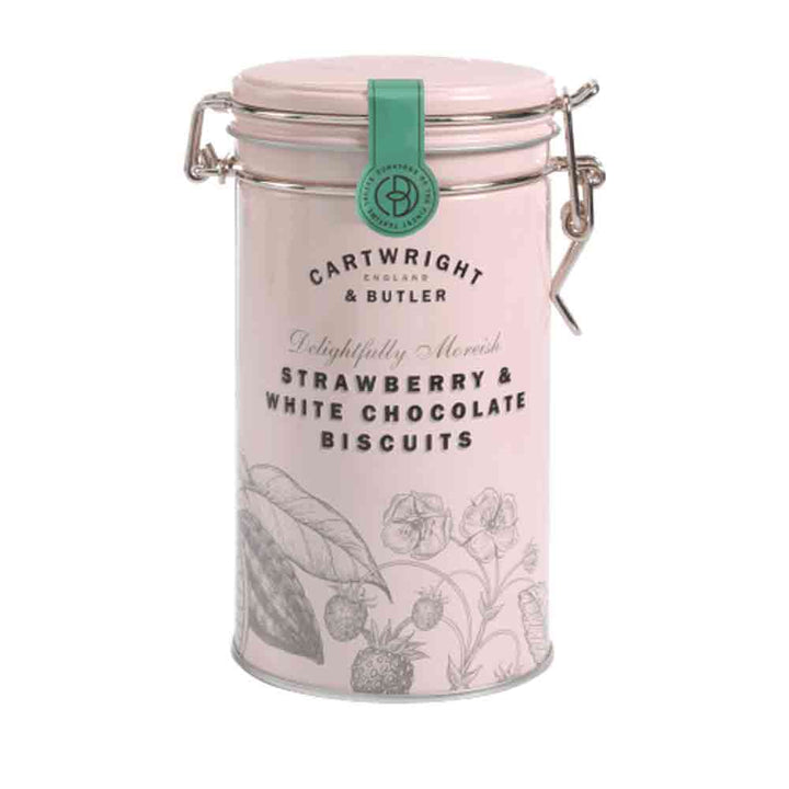 Cartwright & Butler Strawberry and White Chocolate Chunk Biscuits in Tin 200g[4466]