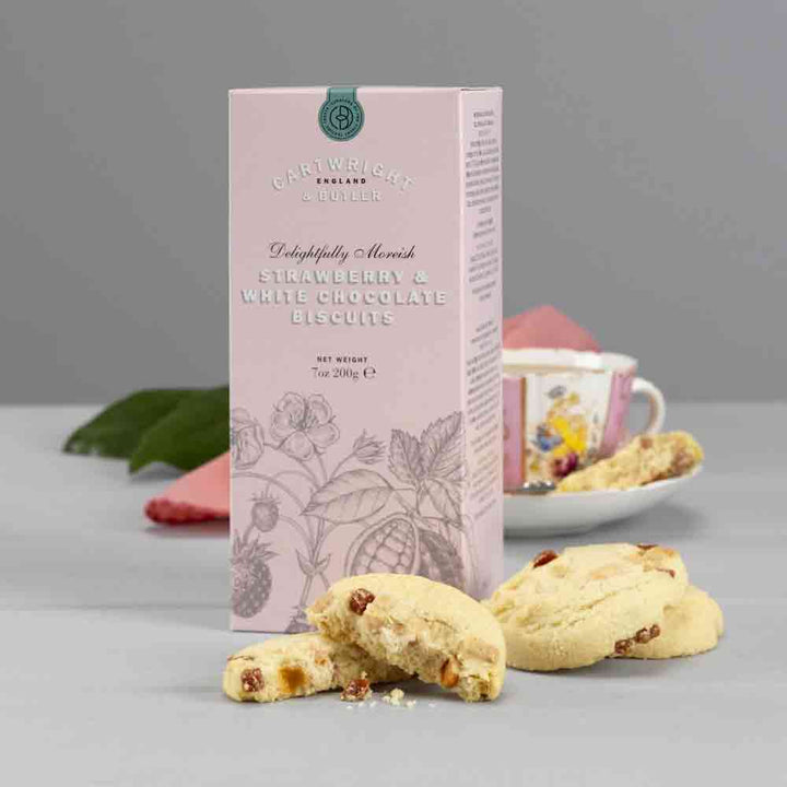 Cartwright & Butler Strawberry and White Chocolate Biscuits in Carton Box 200g