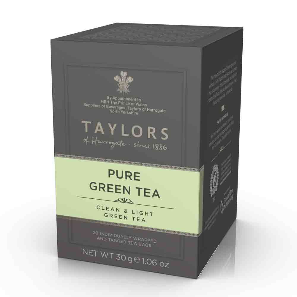 pure green tea from Taylors of Harrogate 20 tea bags in box