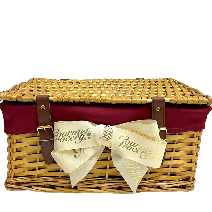 Brown Willow Chest with Red Cloth - For Customized Hamper