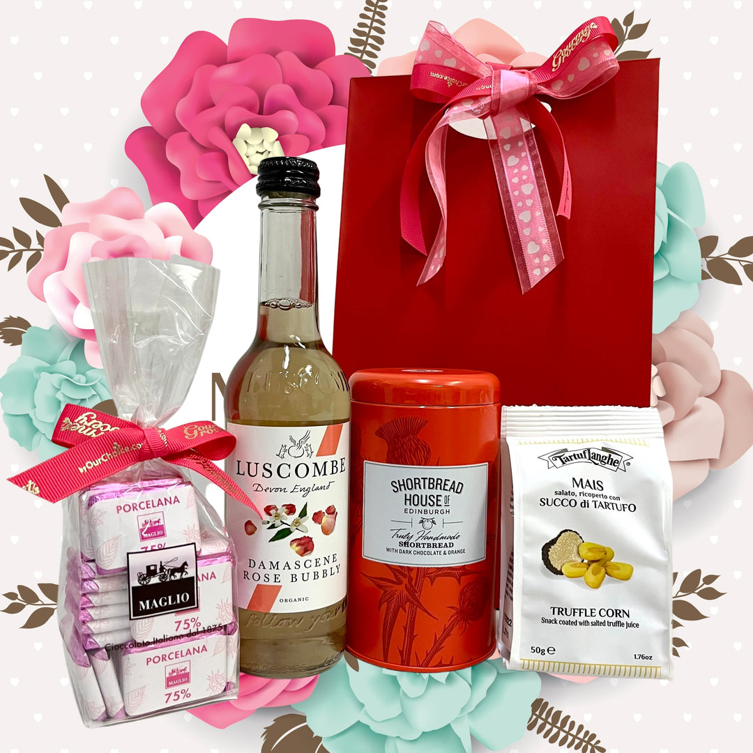 Mother's Day Gift Tins and goodies in Red Bag
