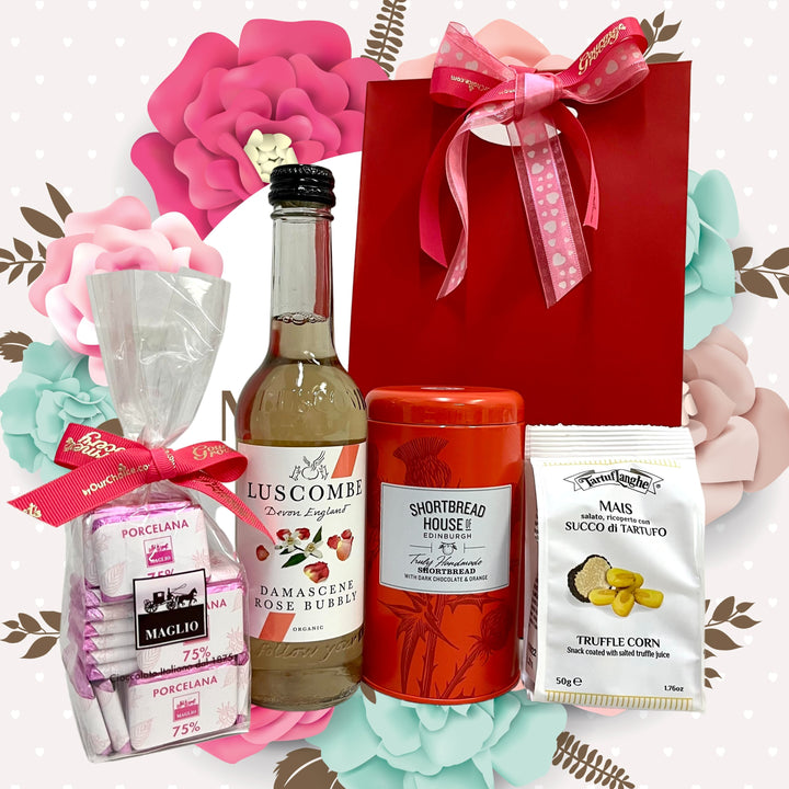 Mother's Day Gift Tins and goodies in Red Bag